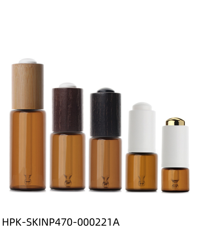 Amber Glass Bottle with Wood/Plastic Push-button Pipette Cap